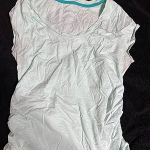 🤰mint green Ruched Short Sleeve V-neck Tee